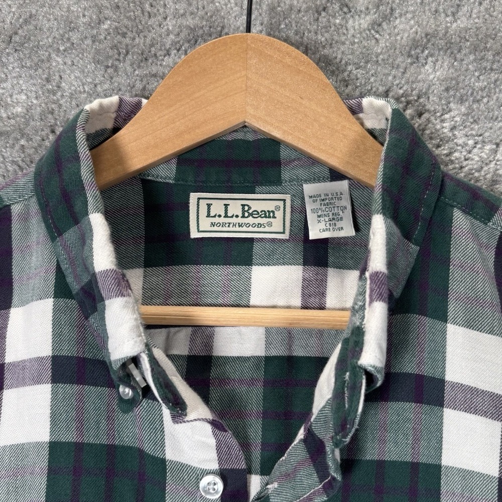 Vintage LL Beans Northwoods Shirt Mens XL Plaid‎ Lightweight Flannel Made In USA